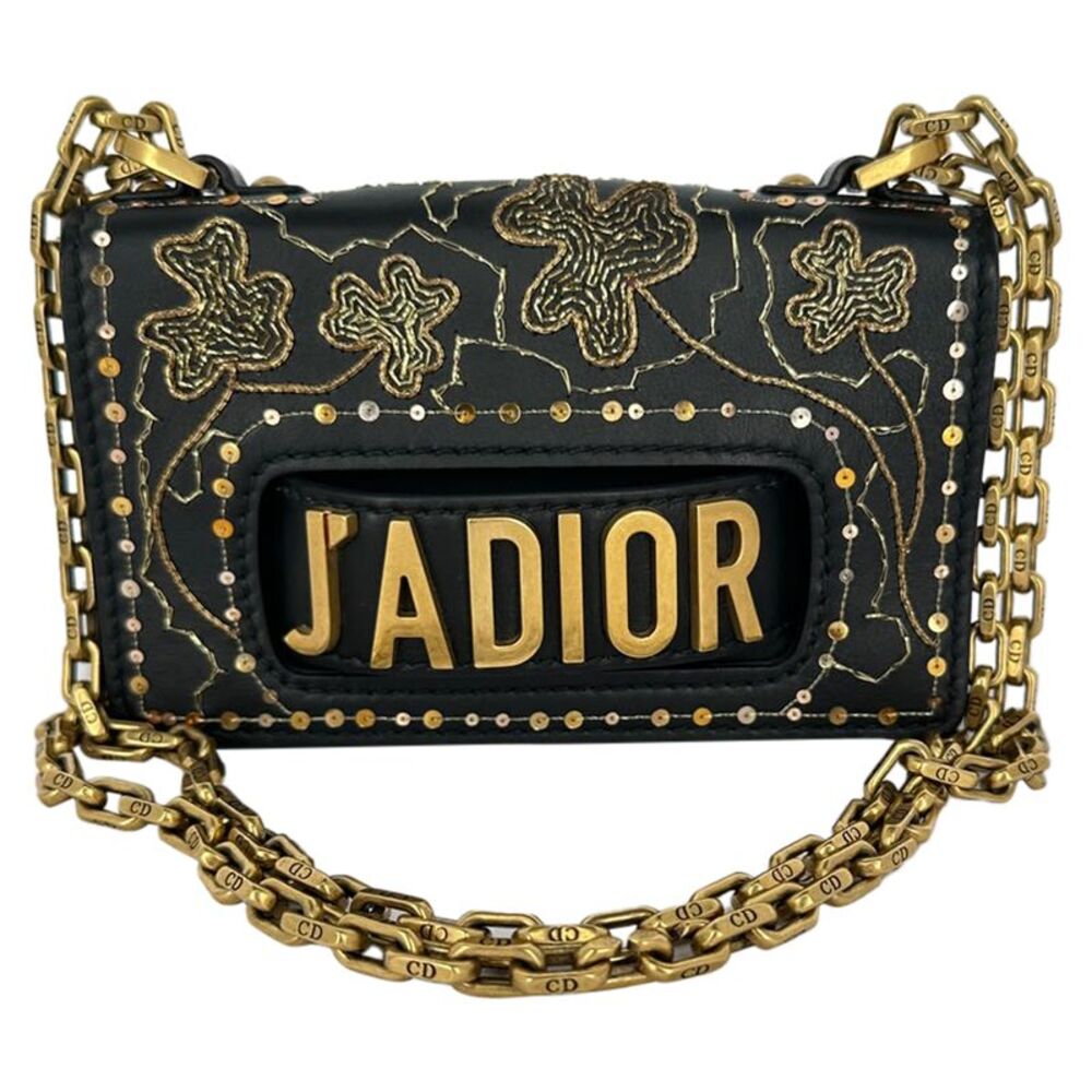 Christian Dior J'Adior Chain Flap Bag in Black Leather